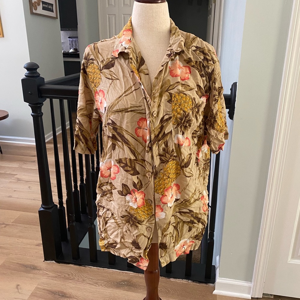 Caribbean Joe Floral Print Shirt - Orange and Yellow